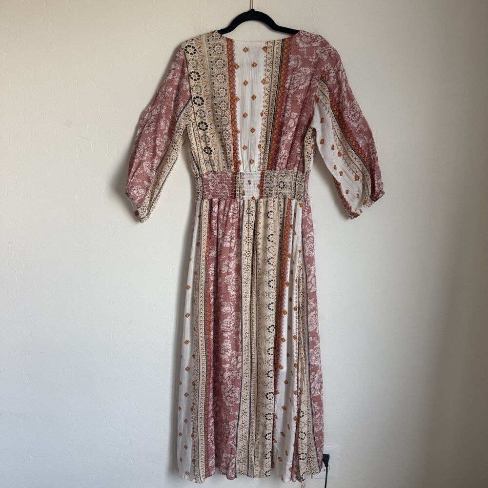 J Gee Womens Medium Babydoll Patchwork Maxi Dress Boho Hippie Gypsy Festival - Picture 6 of 9